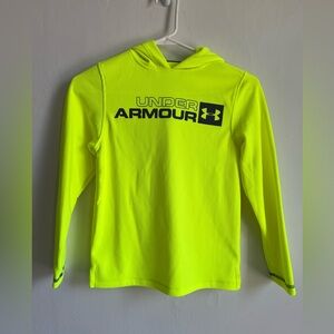 SMALL YOUTH Under Armour thermal hoodie highlighter yellow long sleeve pullover